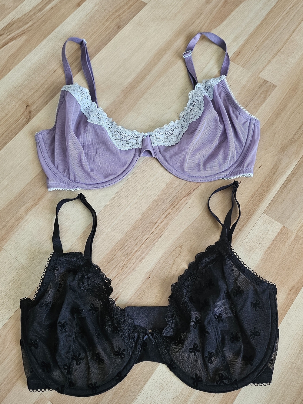 Women’s Lace Trim Underwire Bra 32DDD - Lilac and Black - Victorias Secret